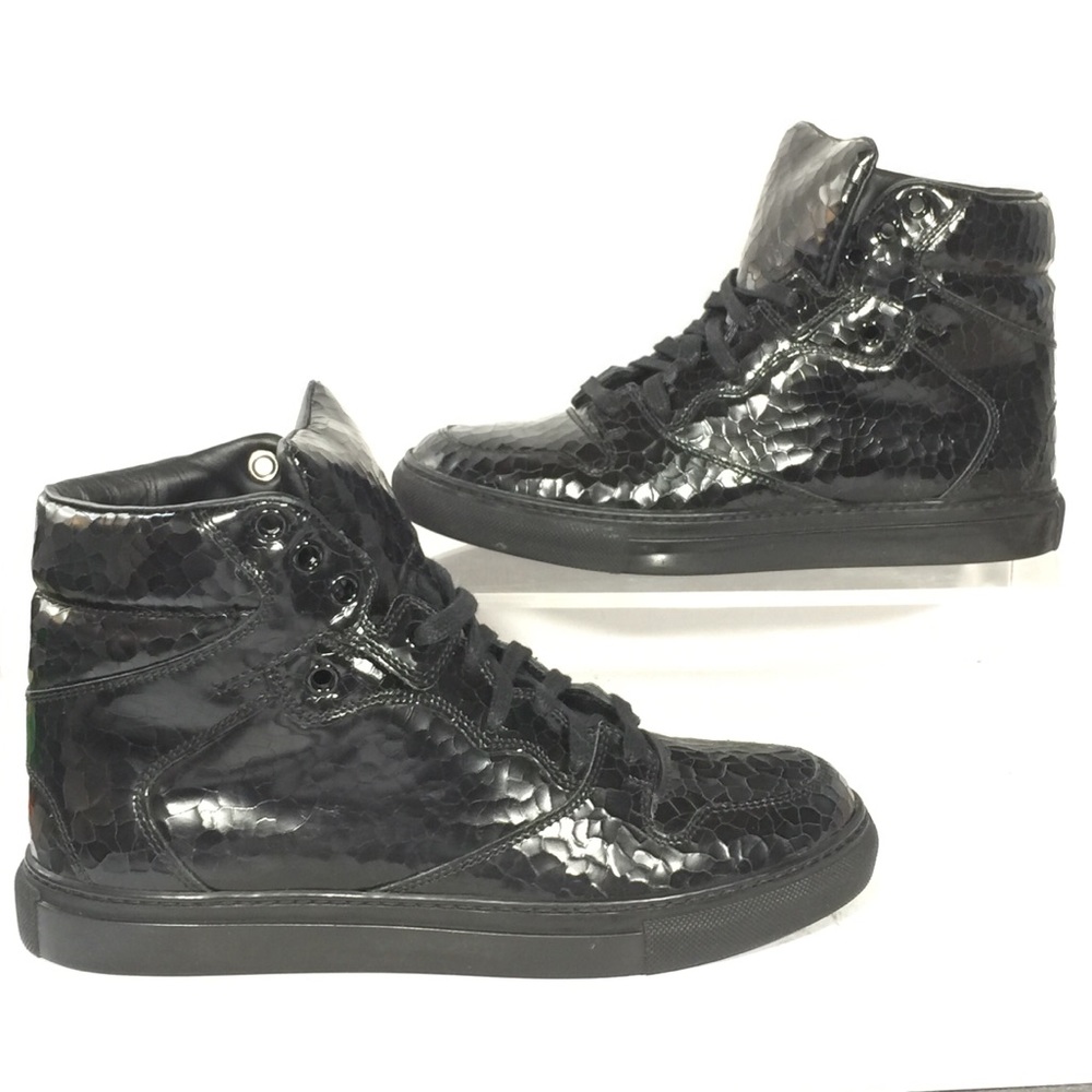 Balenciaga Craquelé High Top Patent Leather Sneakers 37 6.5 Crackled Designer - Picture 5 of 8